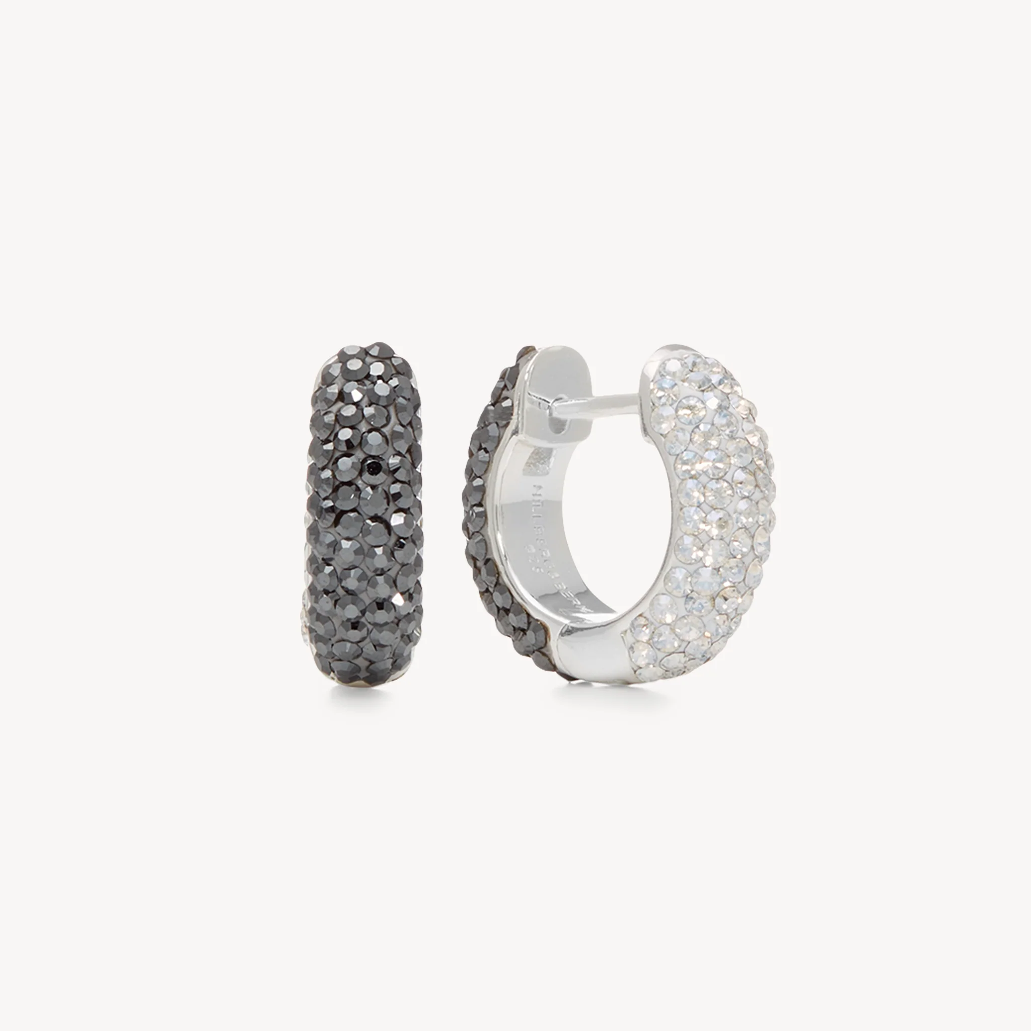 Small Two-Tone Reversible Sparkle Hoop Earrings - Image 4