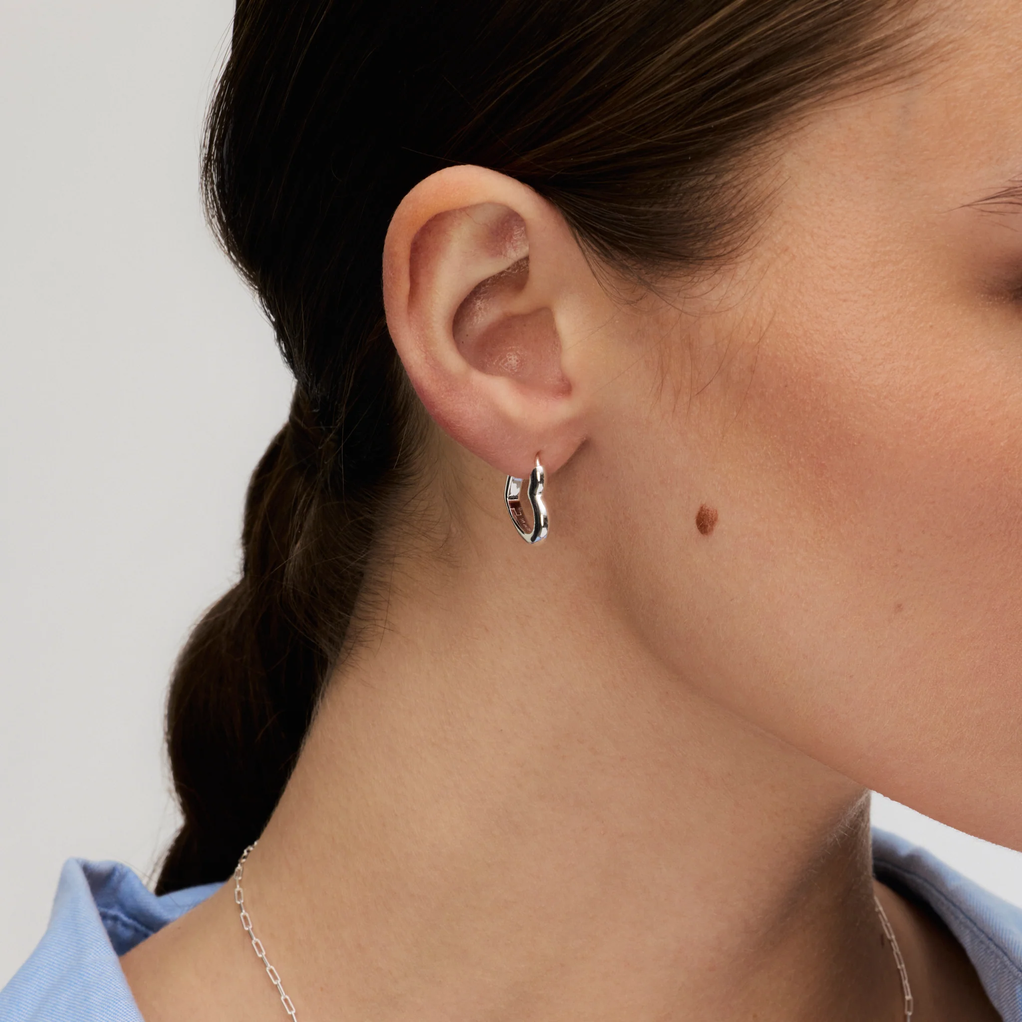 Heart Huggie Hoop Earrings - Image 5