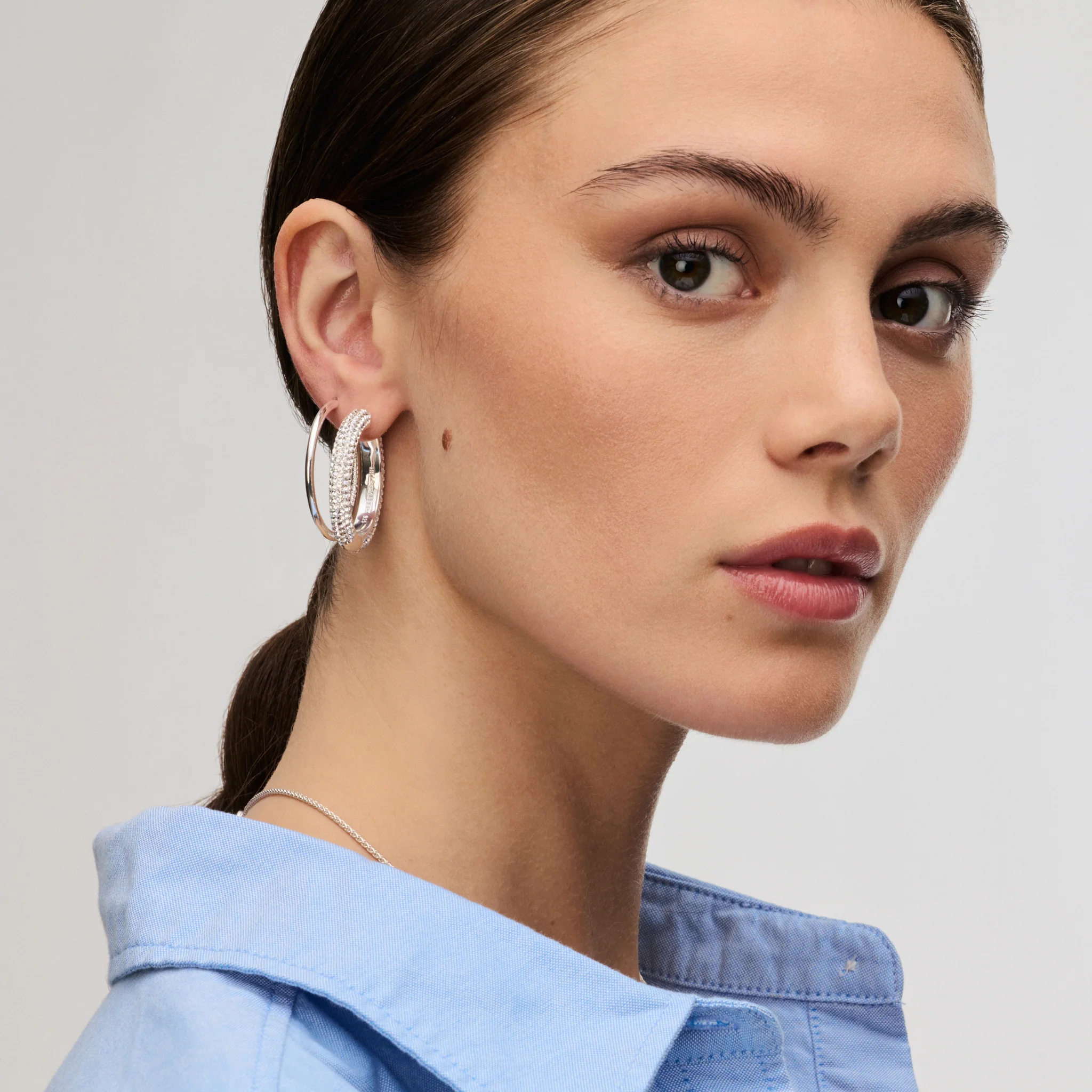 Large Sparkle Hoop Earrings - Image 6