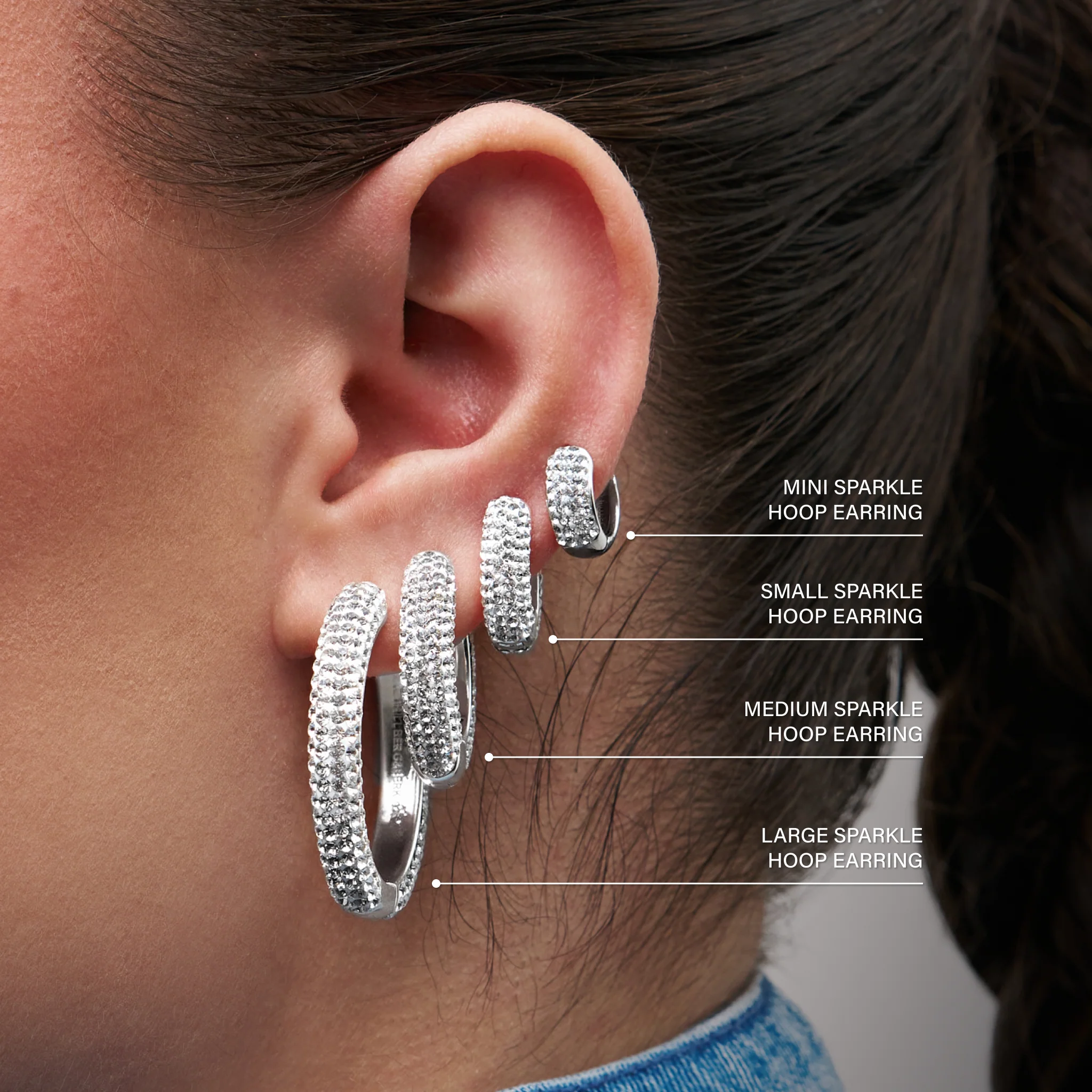 Large Sparkle Hoop Earrings - Image 11